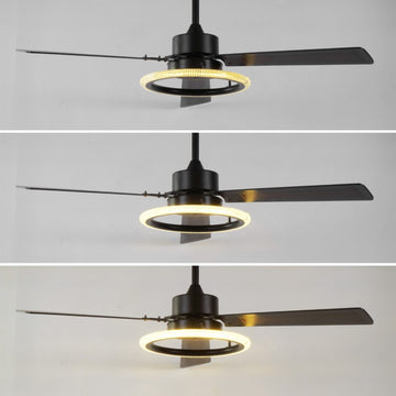 Remy 52" Modern Industrial Iron/Acrylic/Wood Remote-Controlled 6-Speed Integrated LED Ceiling Fan - JONATHAN Y